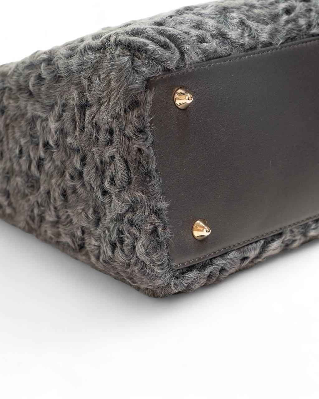 Borsa A Mano Dior Lady Medium Fur Grigia For Sale 10