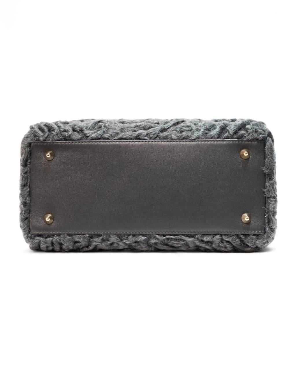 Borsa A Mano Dior Lady Medium Fur Grigia For Sale 11