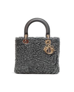 Borsa A Mano Dior Lady Medium Fur Grigia