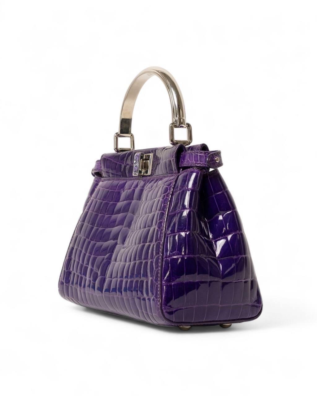Borsa a mano Fendi Peekaboo Mini  Viola In Good Condition For Sale In Torre Del Greco, IT