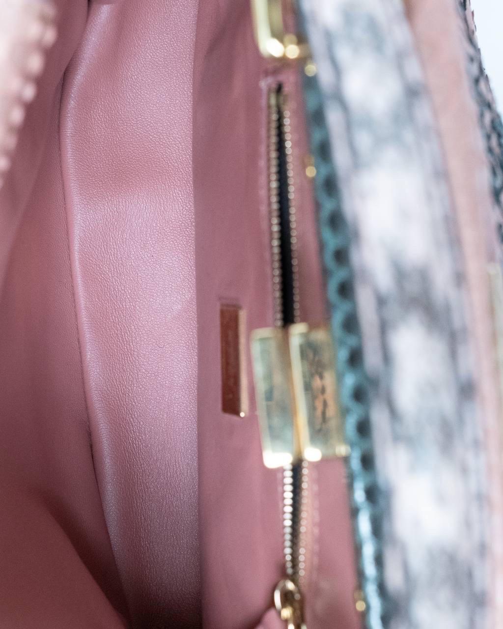 Borsa a Mano Fendi Peekaboo Mini Pitone Rosa Ricamata For Sale 7