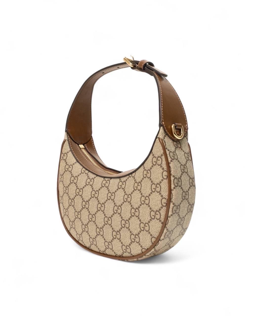 Donna Borsa A Mano Gucci Mezzaluna GG Supreme Marrone