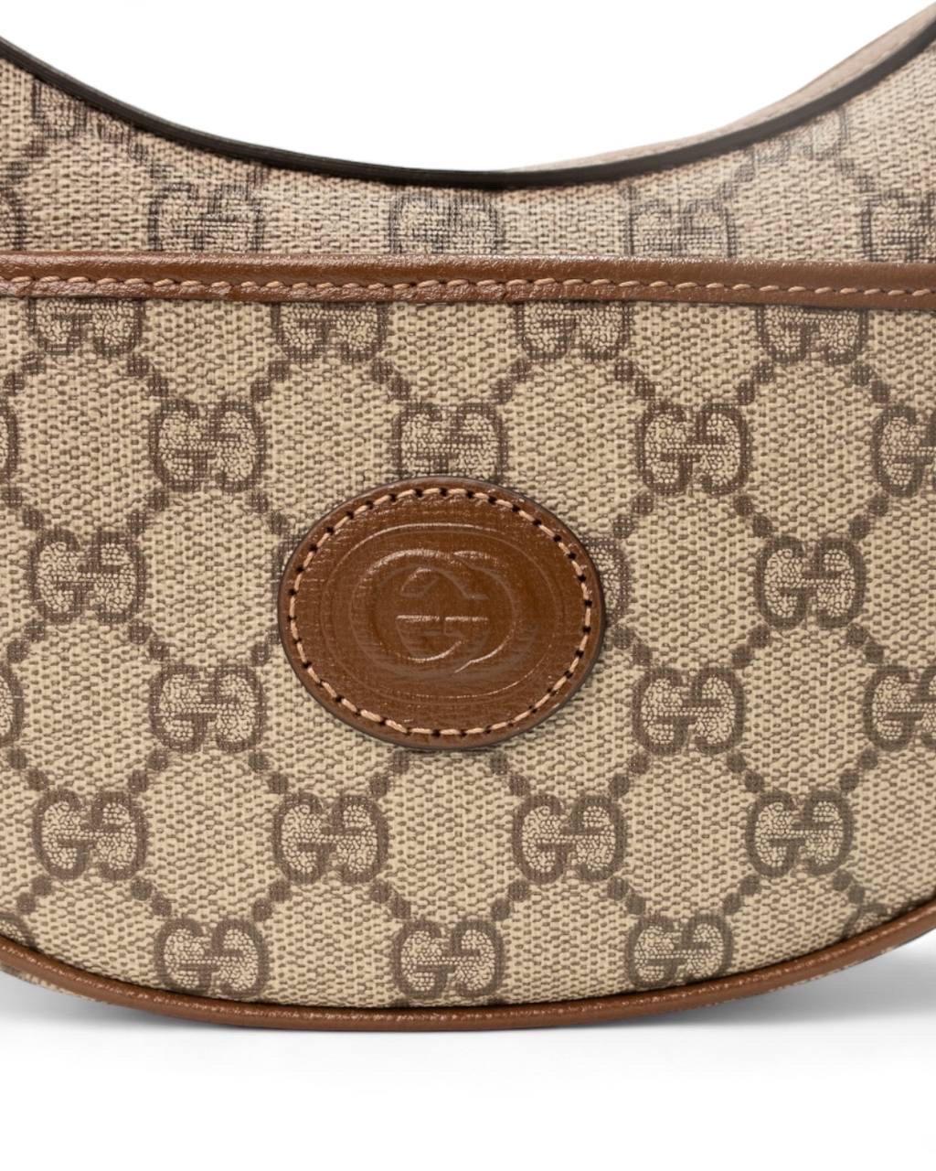 Borsa A Mano Gucci Mezzaluna GG Supreme Marrone 1
