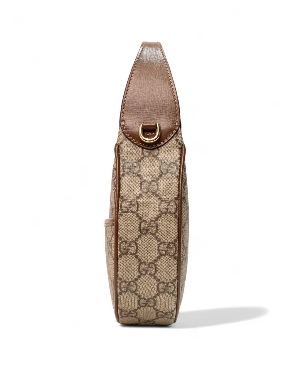 Borsa A Mano Gucci Mezzaluna GG Supreme Marrone 2