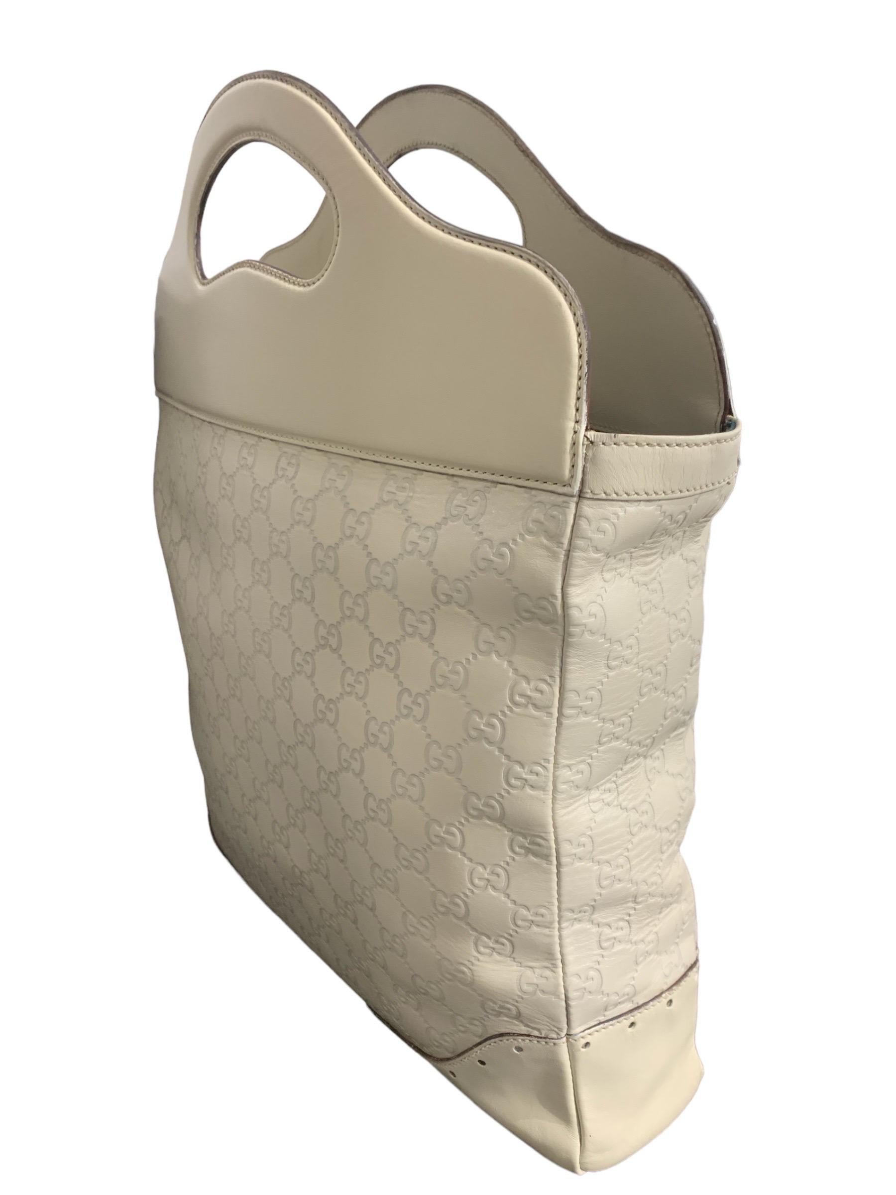 Borsa A Mano Gucci Shopper Verticale GG Bianca 1