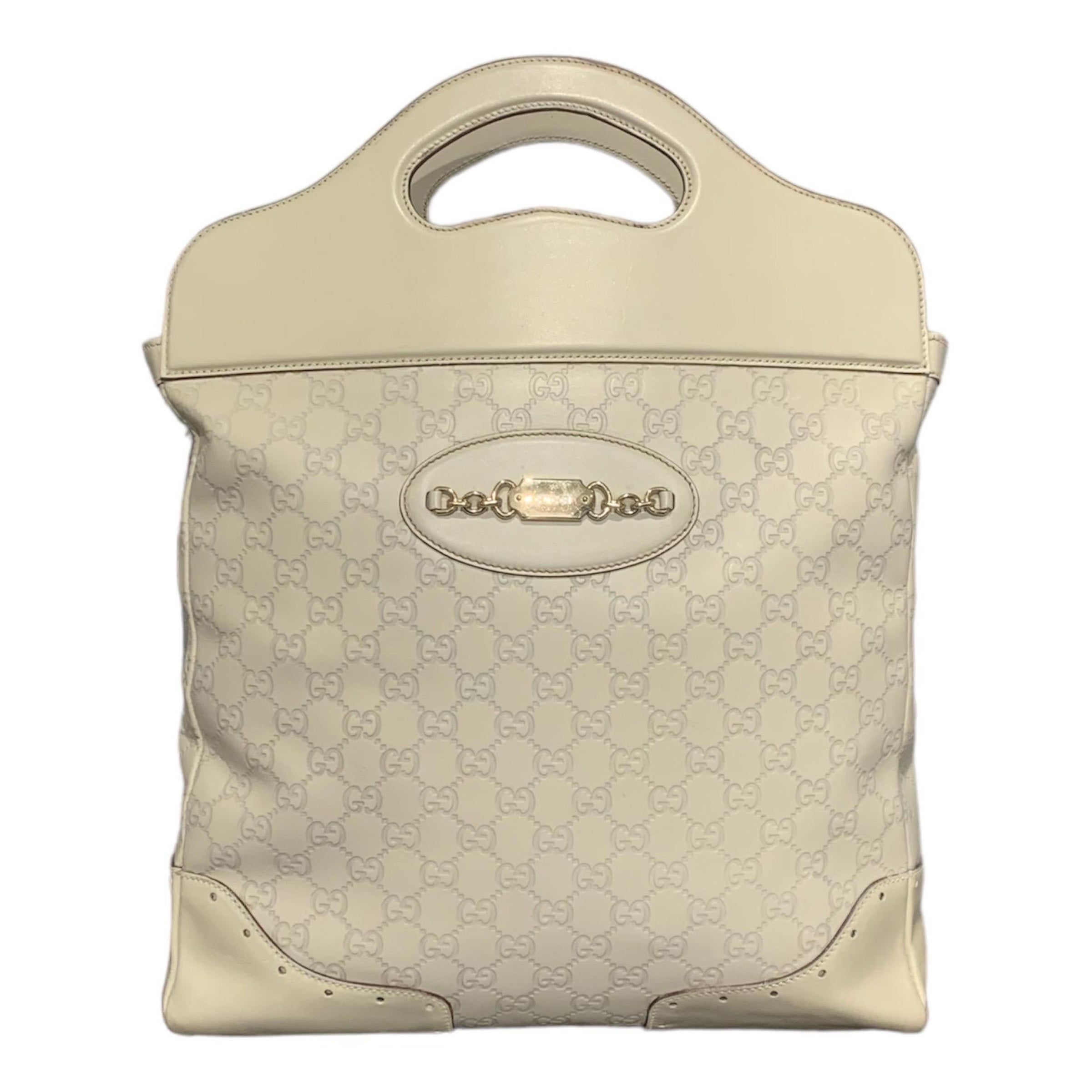 Borsa A Mano Gucci Shopper Verticale GG Bianca