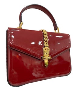 Borsa A Mano Gucci Sylvie 1969 Vernice Cherry