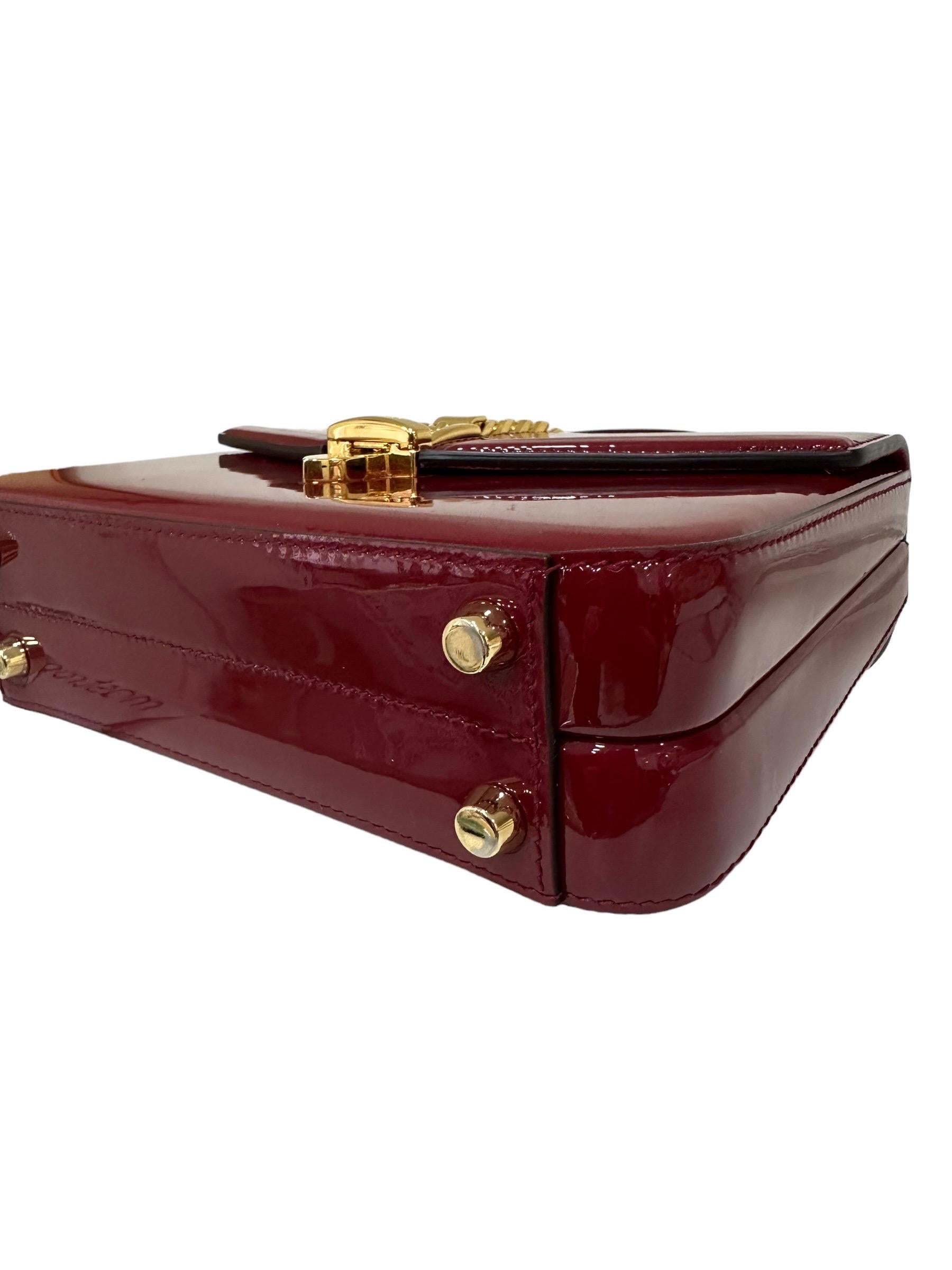 Borsa A Mano Gucci Sylvie 1969 Vernice Cherry 5