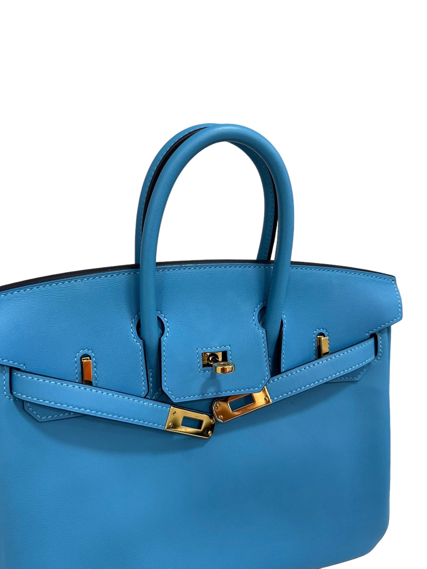 Borsa A Mano Hermès Birkin 25 Swift Blau Izmir 2019 im Angebot 10