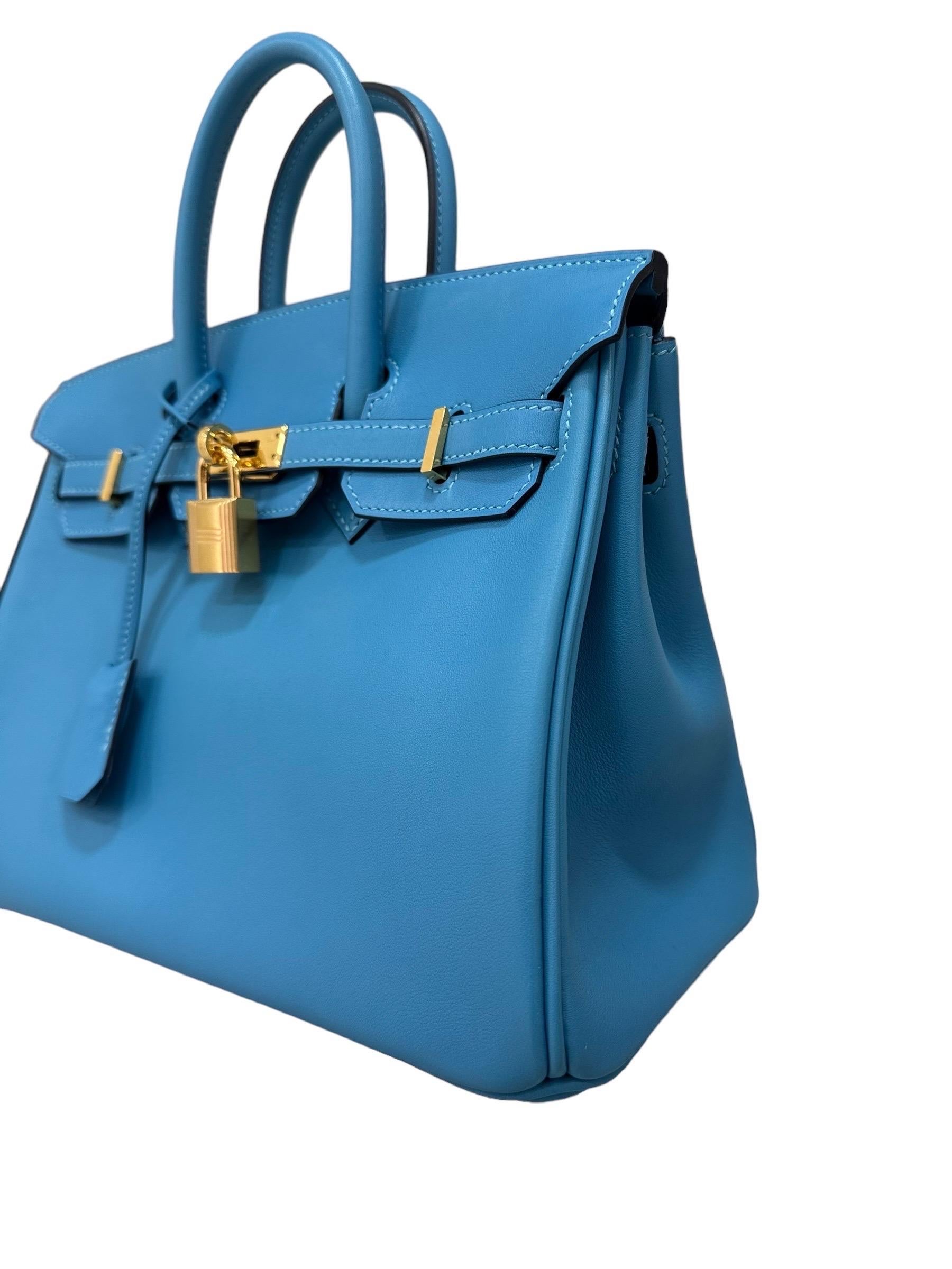 Borsa A Mano Hermès Birkin 25 Swift Blau Izmir 2019 im Zustand „Hervorragend“ im Angebot in Torre Del Greco, IT