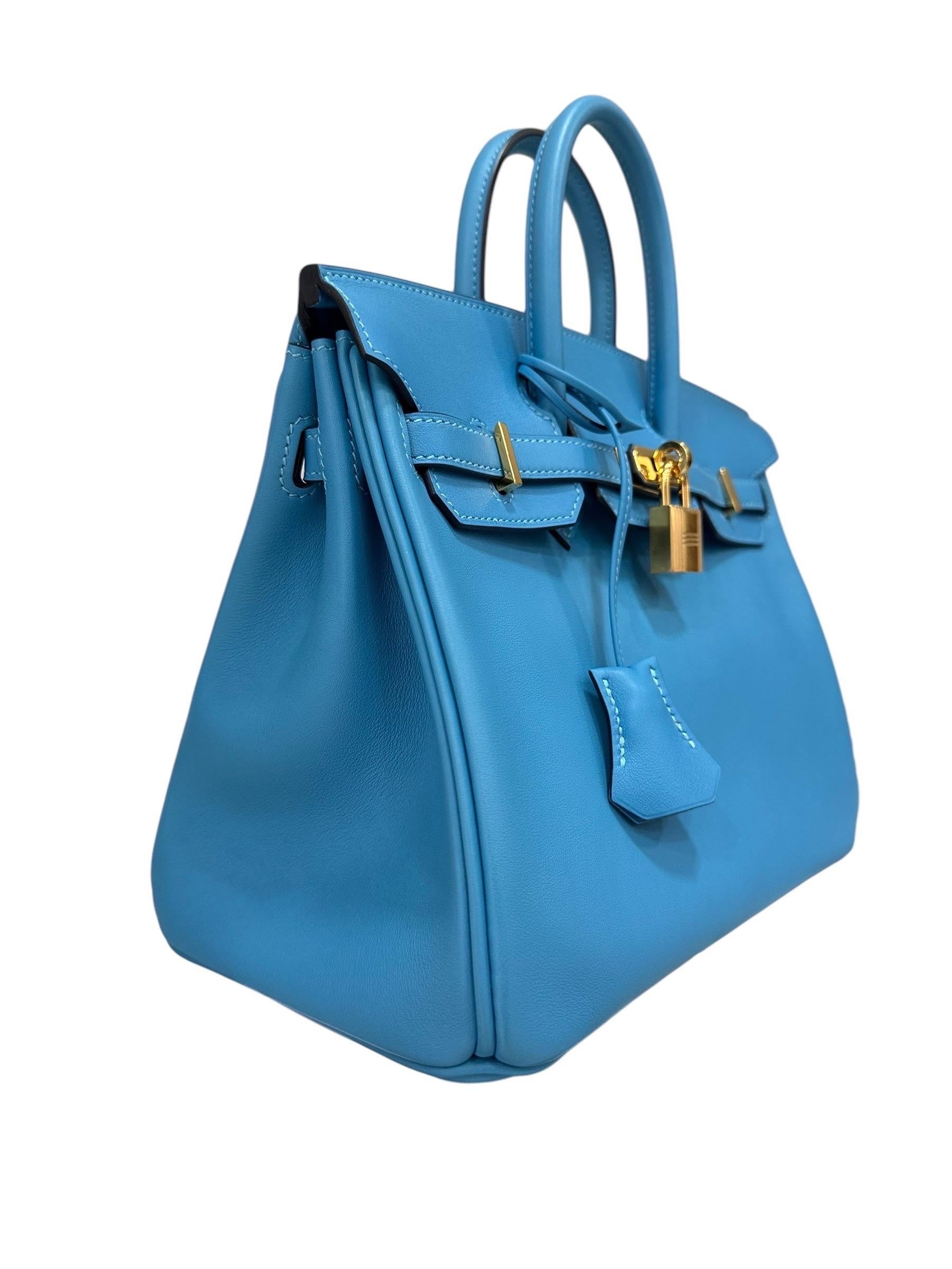 Borsa A Mano Hermès Birkin 25 Swift Blau Izmir 2019 Damen im Angebot