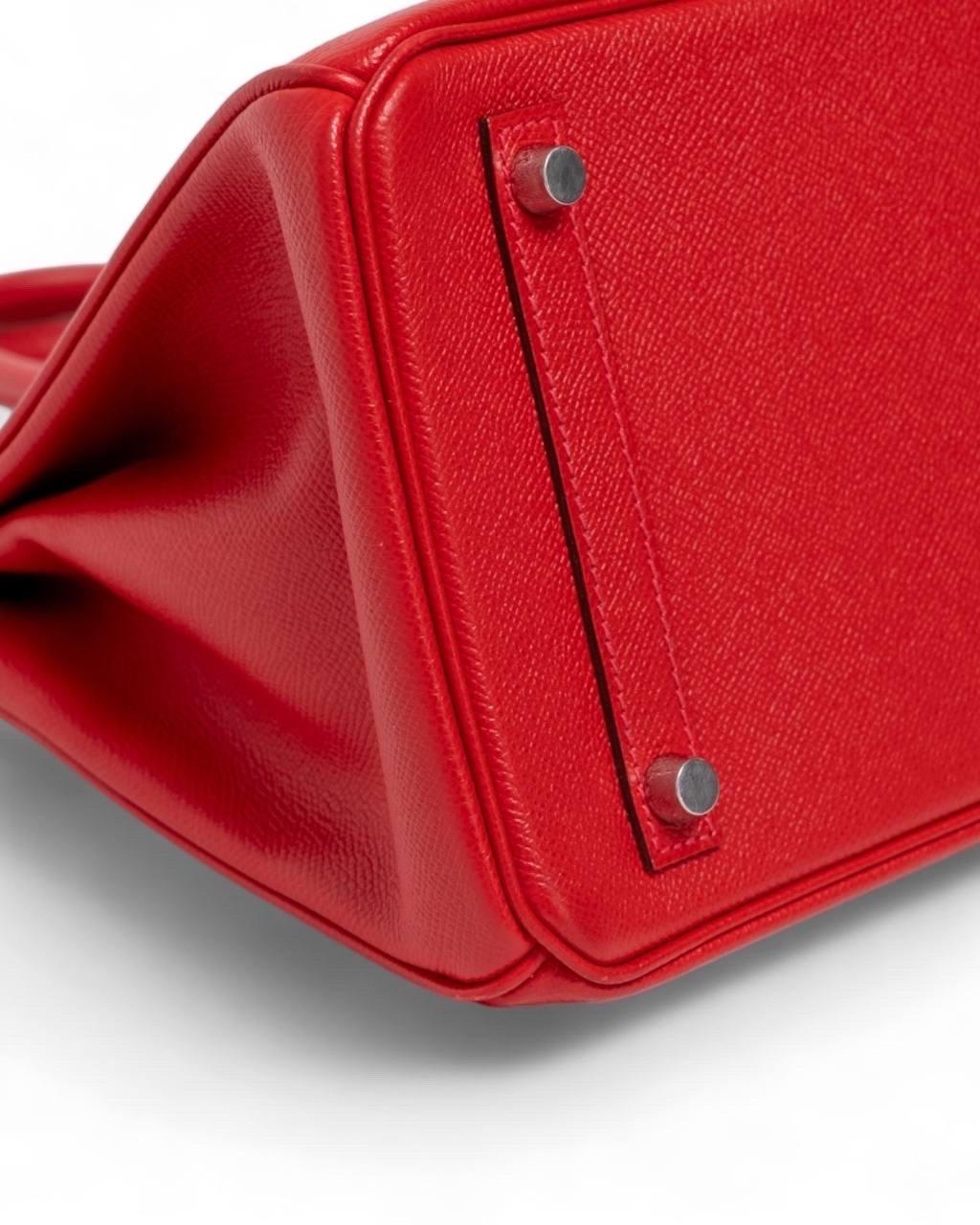 Women's Borsa a mano Hermès Birkin 30 Epsom Rouge Casaque For Sale
