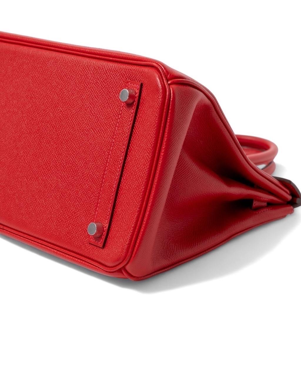Borsa a mano Hermès Birkin 30 Epsom Rouge Casaque For Sale 1