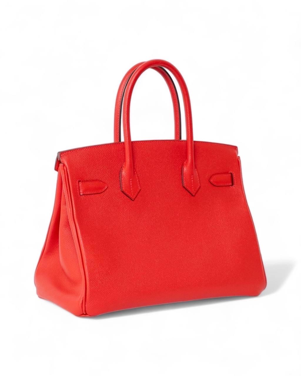 Borsa a mano Hermès Birkin 30 Epsom Rouge Casaque For Sale 3