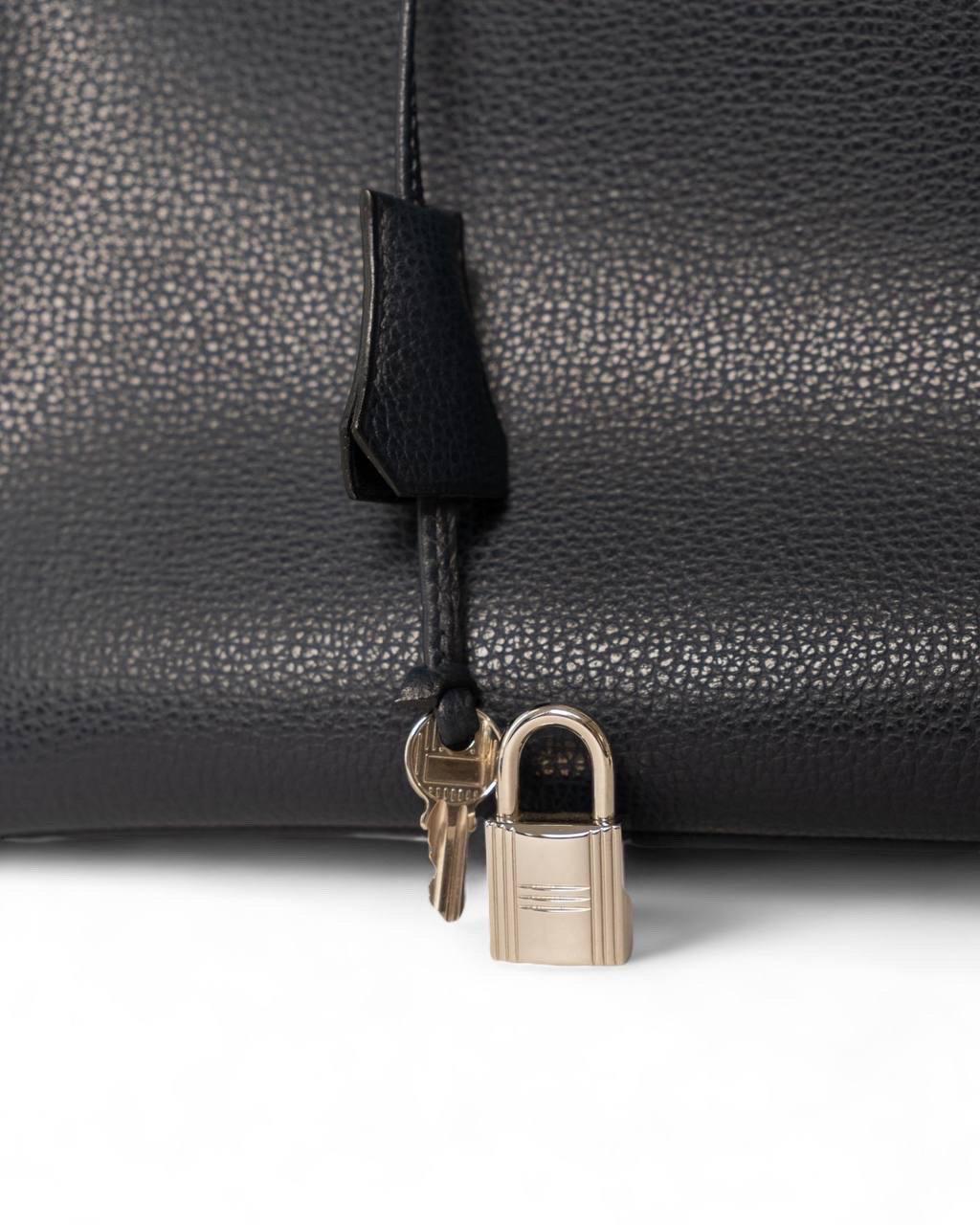 Borsa a mano Hermès Birkin 35 Evergrain Blue de Prusse For Sale 7