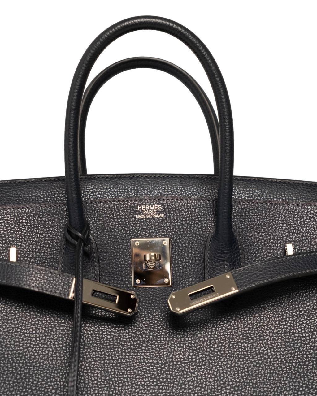 Borsa a mano Hermès Birkin 35 Evergrain Blue de Prusse For Sale 9