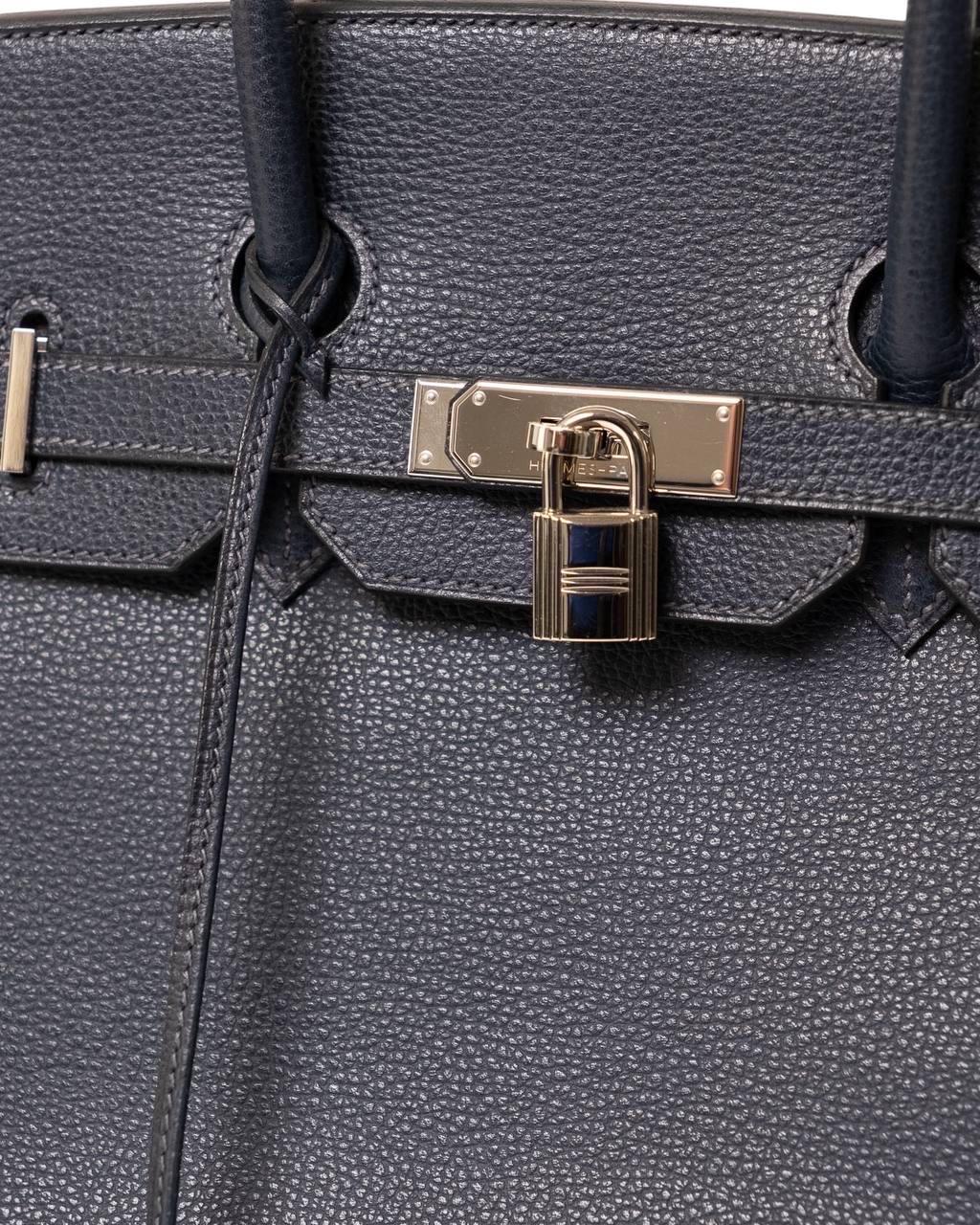 Borsa a mano Hermès Birkin 35 Evergrain Blue de Prusse For Sale 10