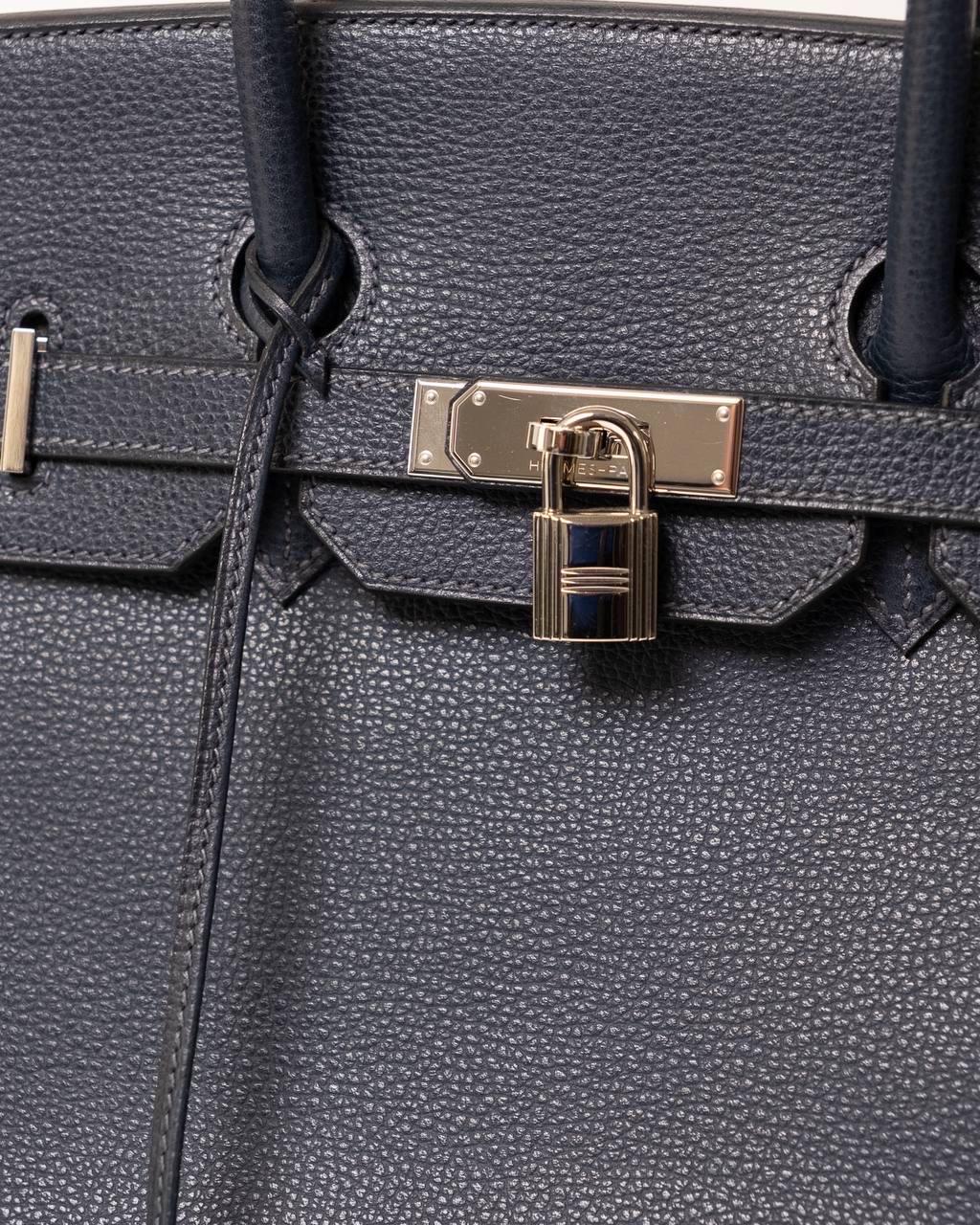 Women's Borsa a mano Hermès Birkin 35 Evergrain Blue de Prusse For Sale