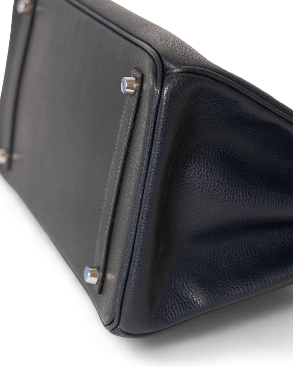 Borsa a mano Hermès Birkin 35 Evergrain Blue de Prusse For Sale 4