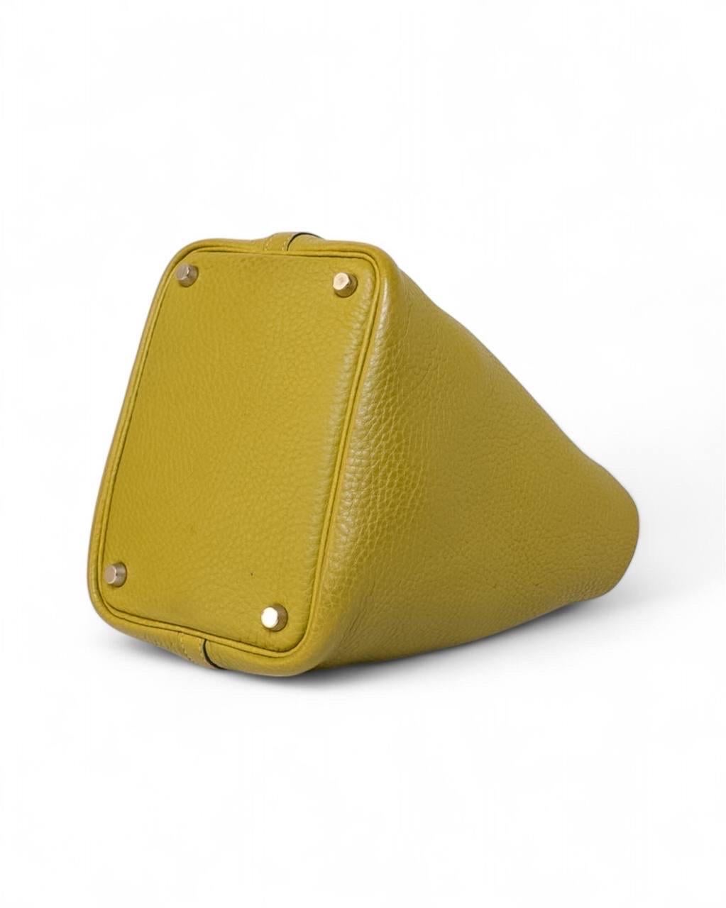 Borsa a Mano Hermès Picotin 18 Clemence Vert Anis en vente 5