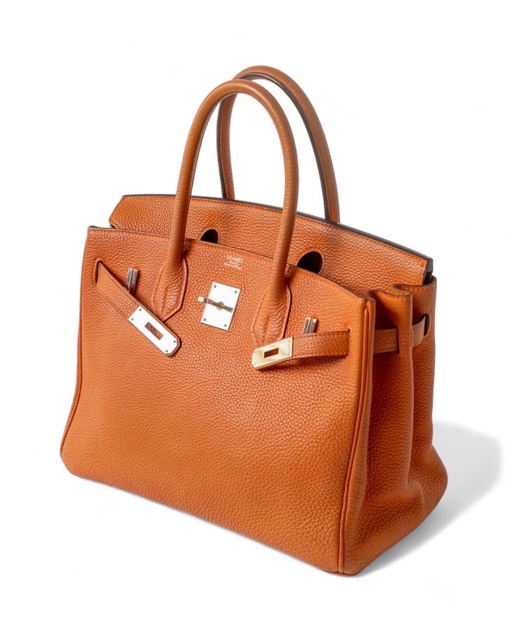 Borsa a Mano Hermès Sac Birkin 30 Togo Potiron Orange In Good Condition In Torre Del Greco, IT
