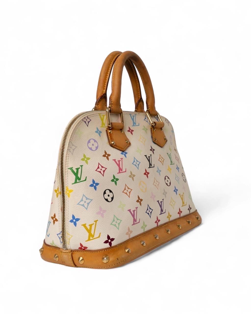 Borsa a Mano Louis Vuitton Alma MM Multicolor Bianco 1