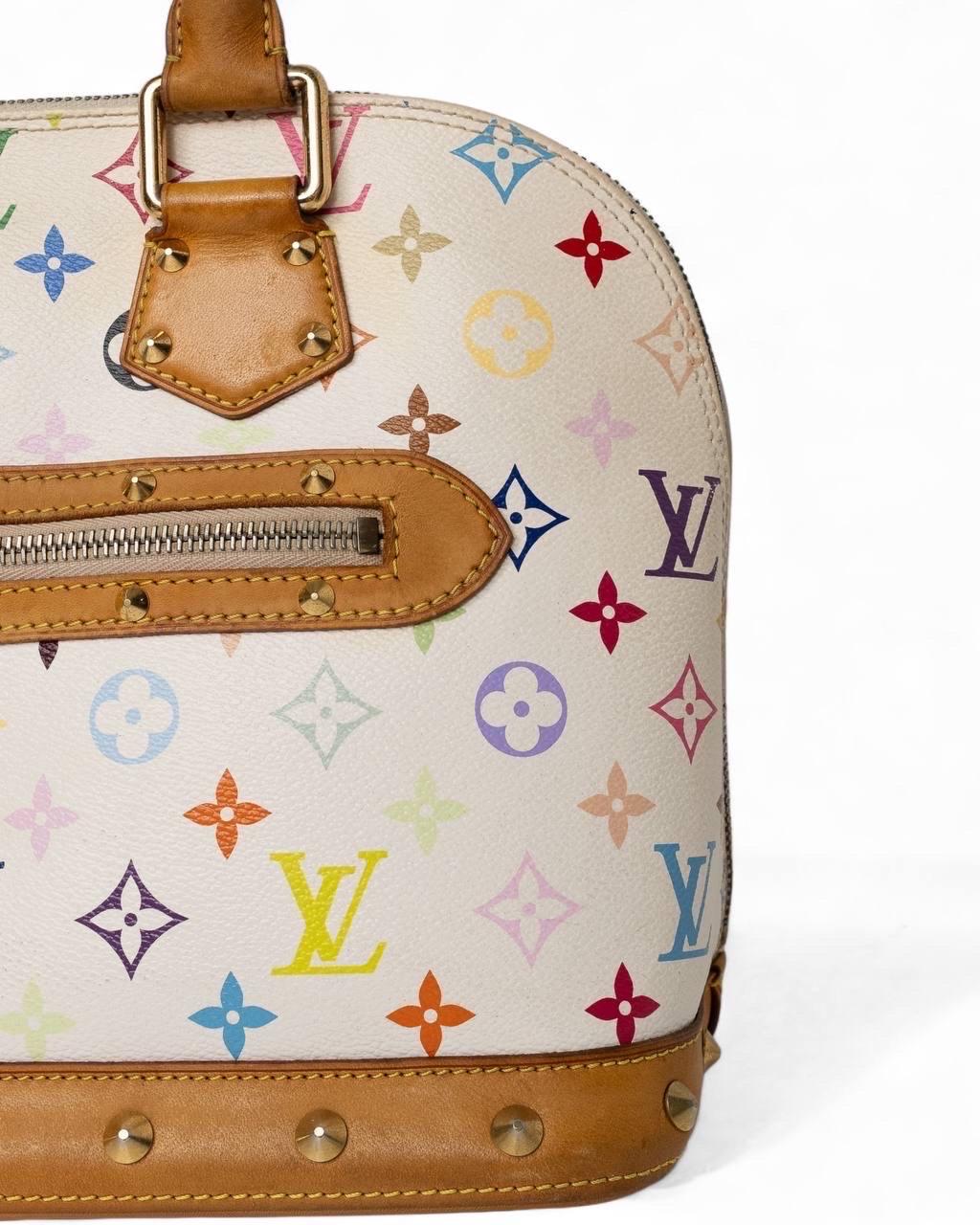 Borsa a Mano Louis Vuitton Alma MM Multicolor Bianco 2