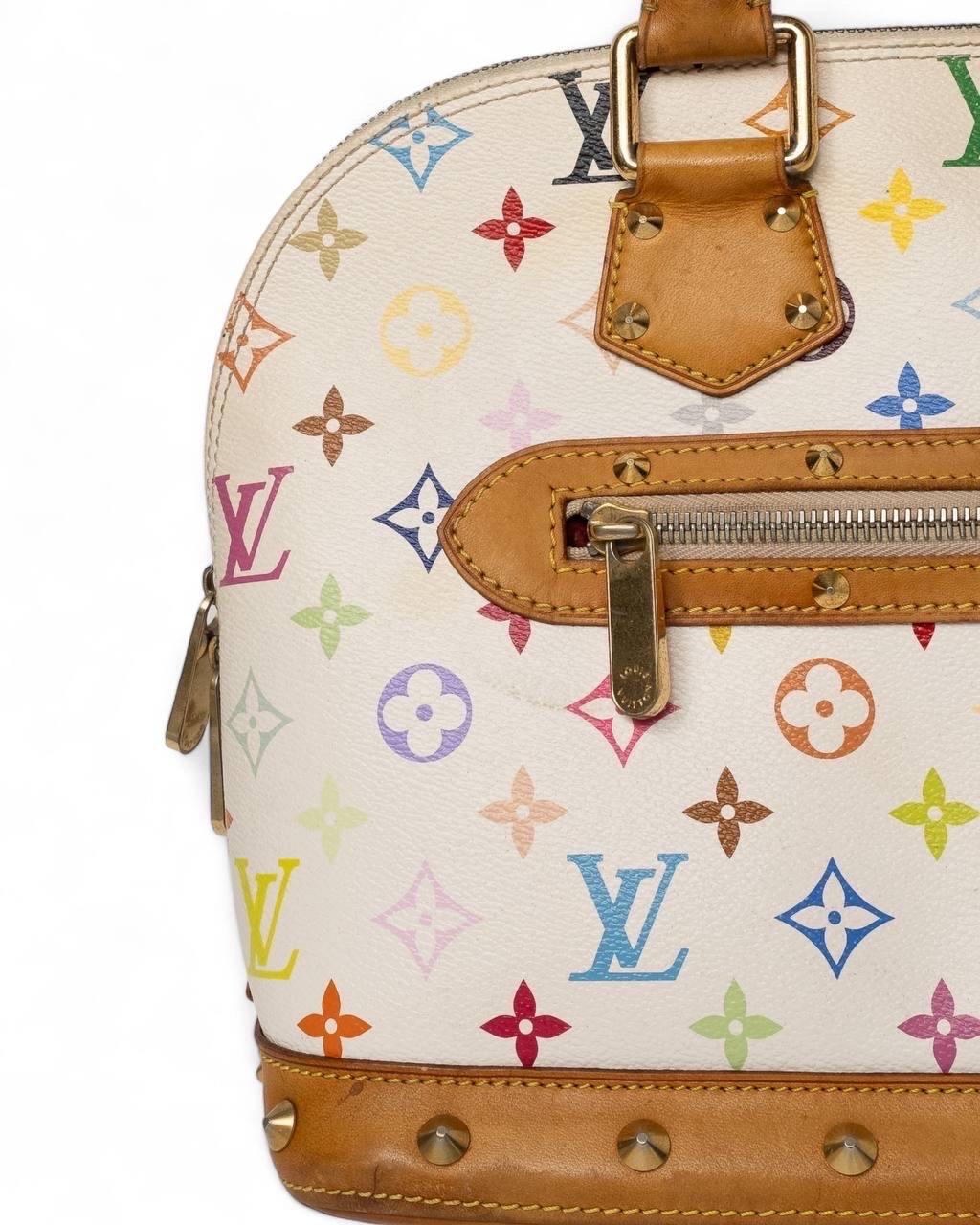 Borsa a Mano Louis Vuitton Alma MM Multicolor Bianco 3