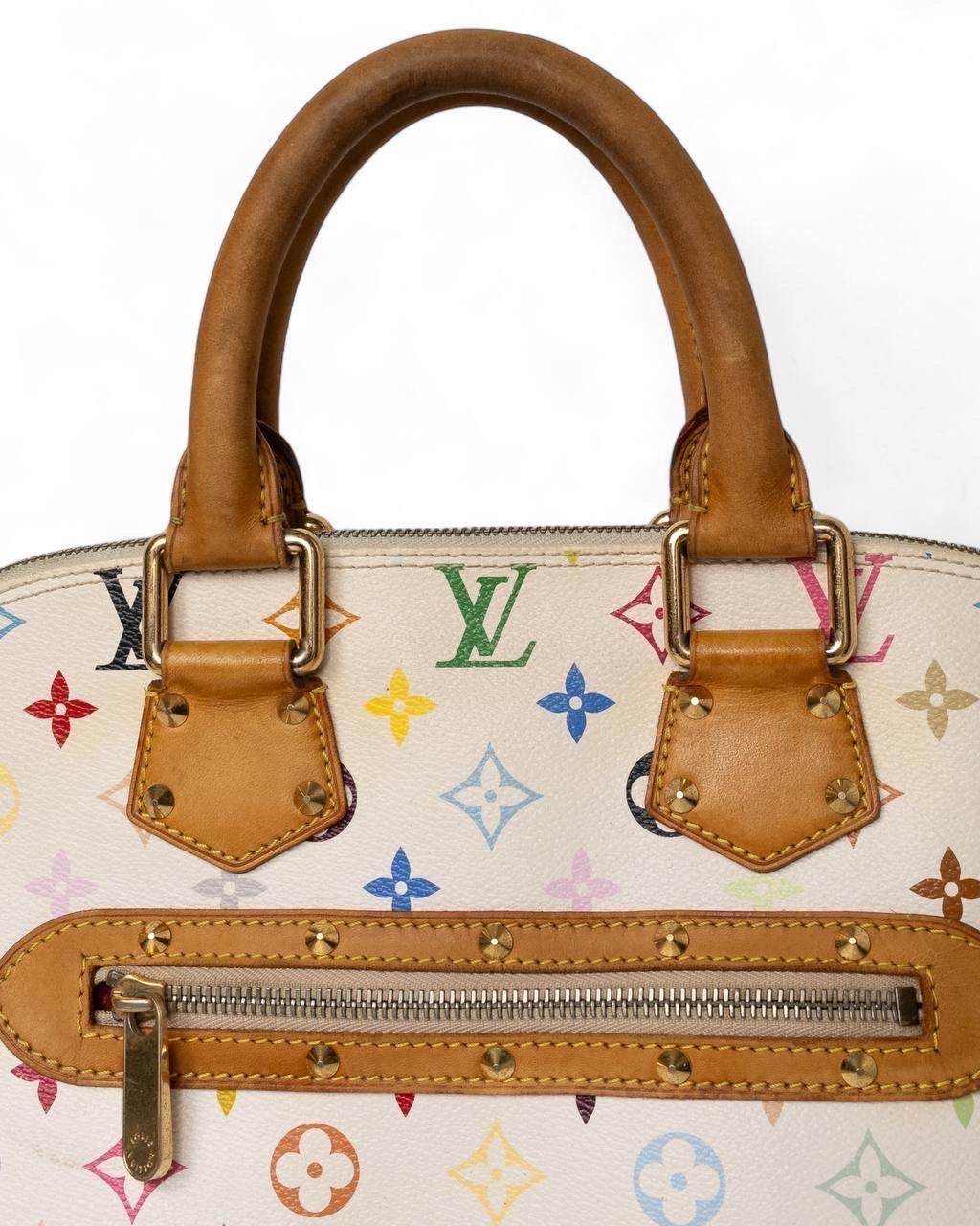 Borsa a Mano Louis Vuitton Alma MM Multicolor Bianco 4