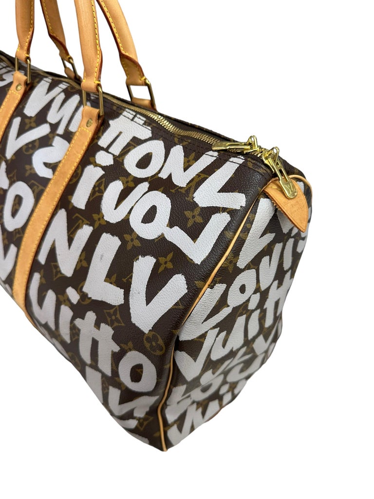Louis Vuitton Stephen Sprouse Grey and Brown Monogram Graffiti Coated Canvas Keepall 50 Gold Hardware, 2001 (Very Good), Handbag