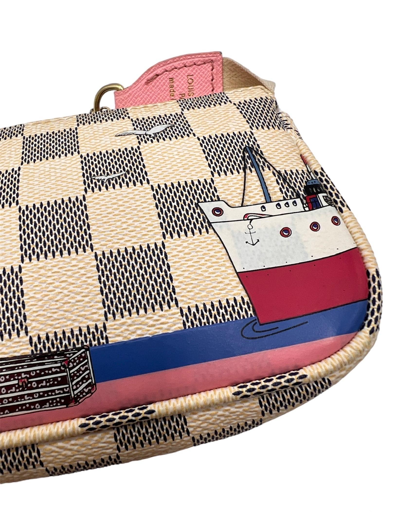 Borsa A Mano Louis Vuitton Mini Pochette Accessories Cruise Damier Azur For Sale 8