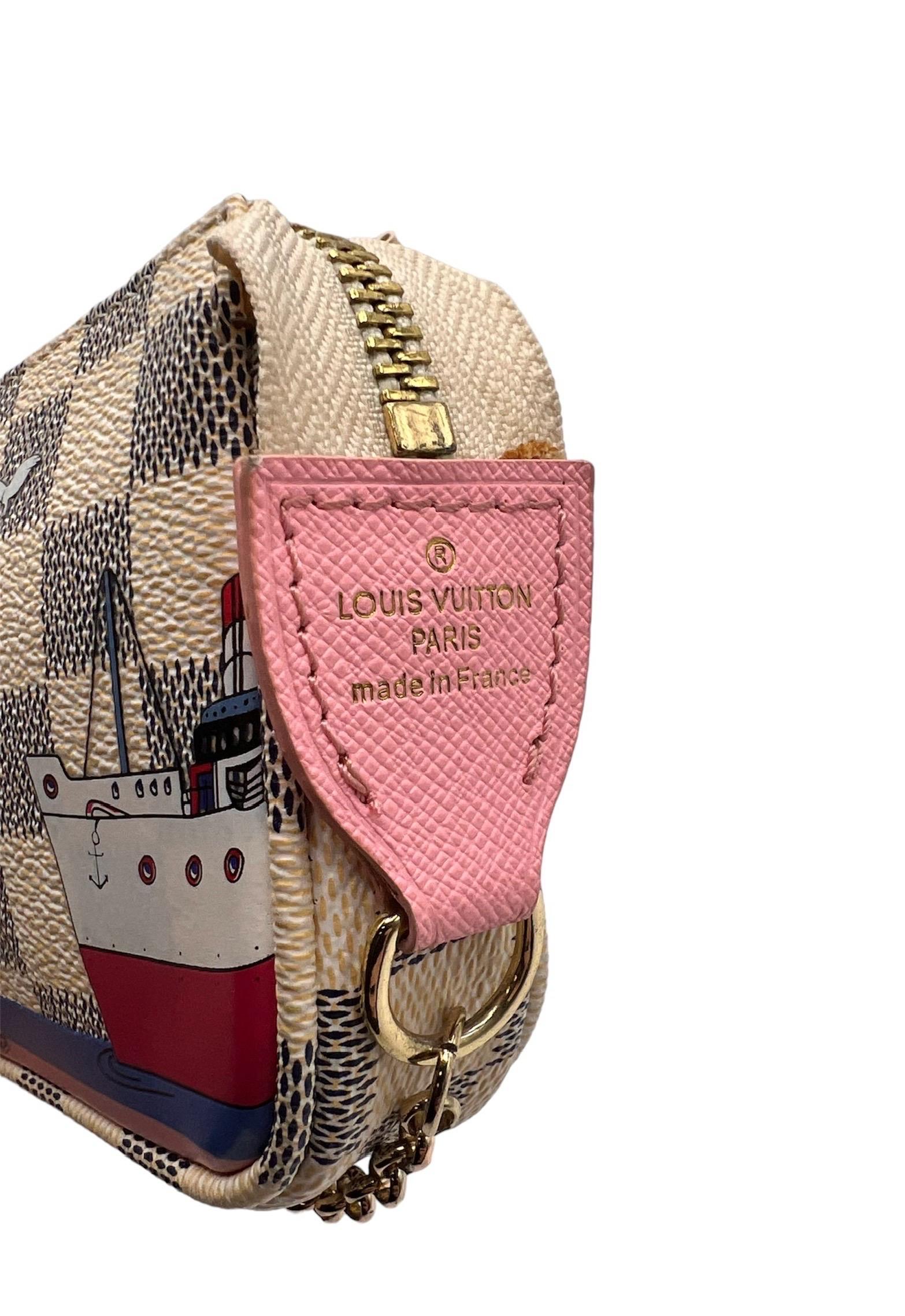 Borsa A Mano Louis Vuitton Mini Pochette Accessories Cruise Damier Azur For Sale 1