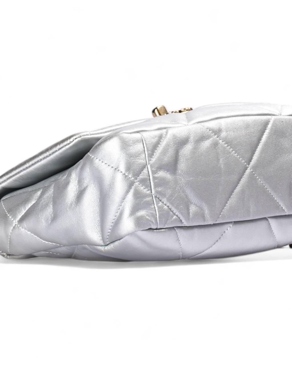 Borsa a Spalla Chanel 19 Flap Small Silver For Sale 7