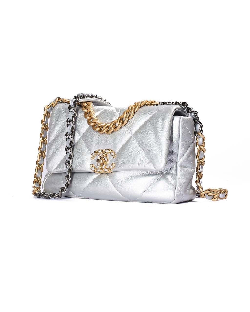 Borsa a Spalla Chanel 19 Flap Small Silver For Sale 1