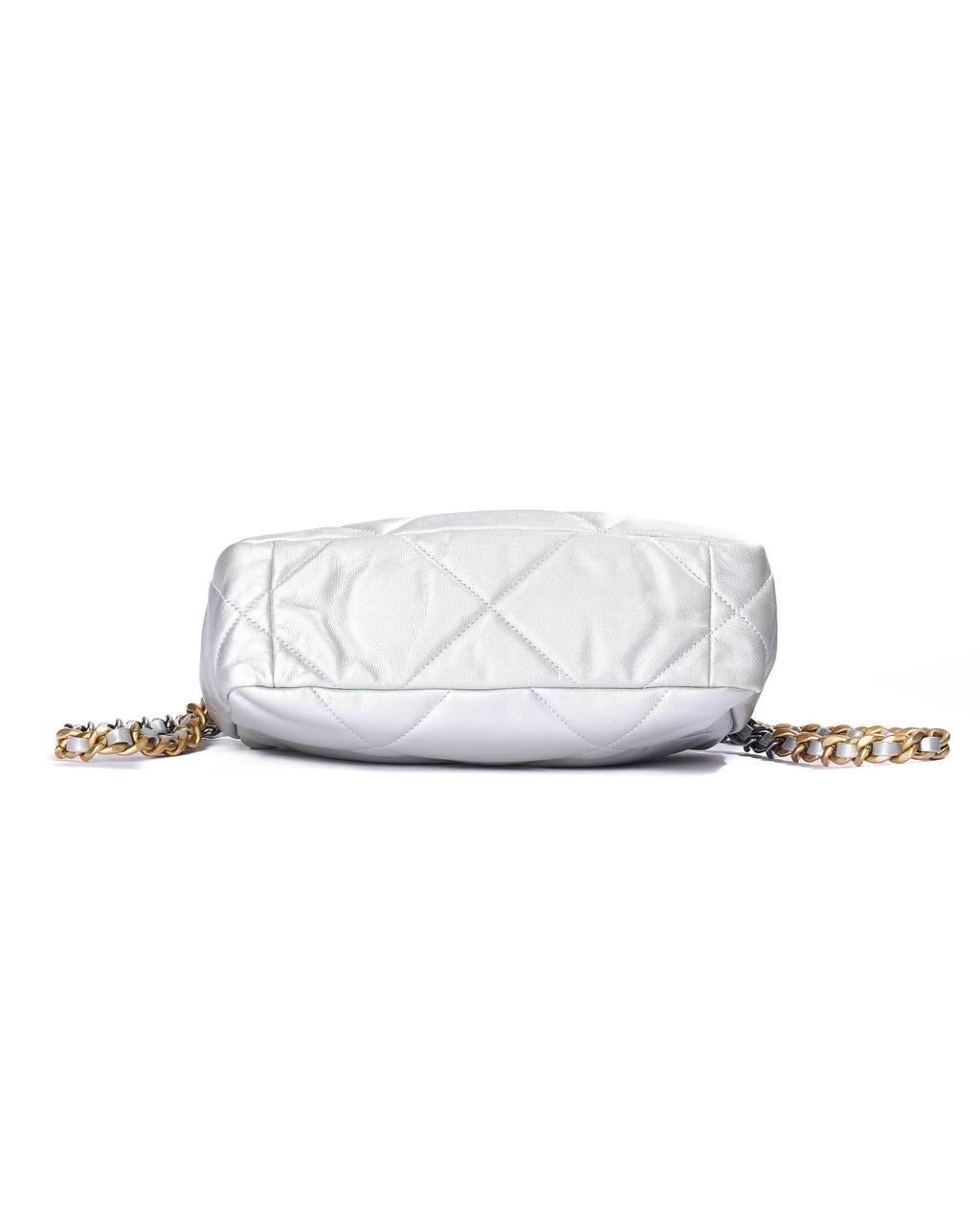 Borsa a Spalla Chanel 19 Flap Small Silver For Sale 3