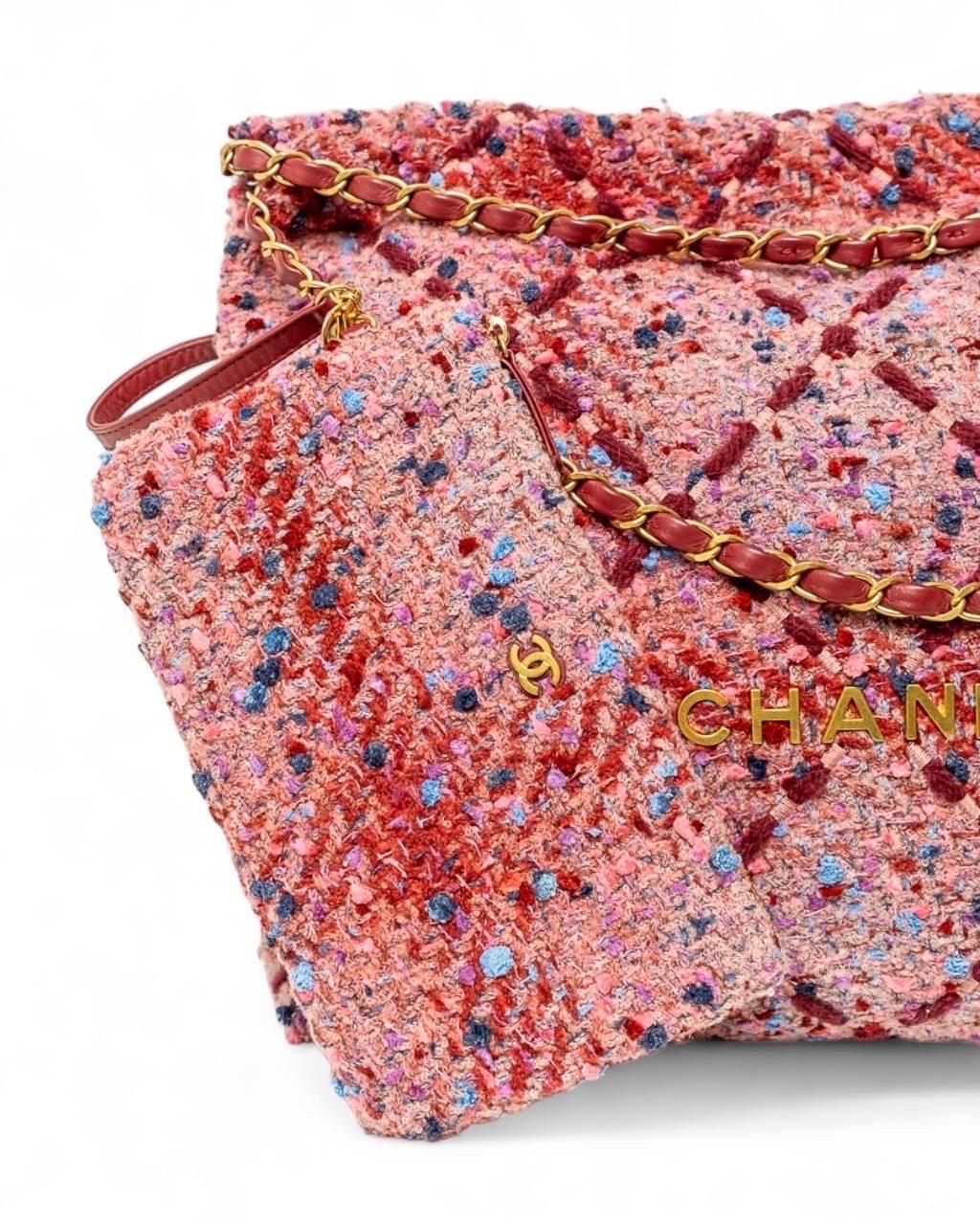 Borsa a Spalla Chanel 22 Bag Medium Tweed Rosa 10