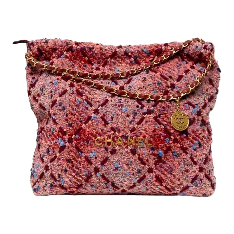 Borsa a Spalla Chanel 22 Bag Medium Tweed Rosa