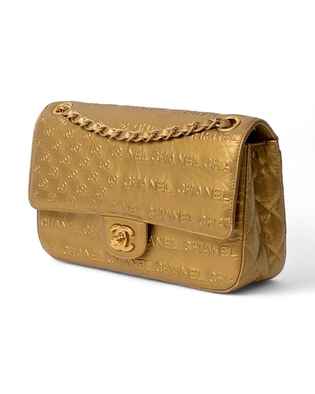 Marron Borsa a spalla Chanel 2.55 Signature CC Paris-Dallas Oro en vente