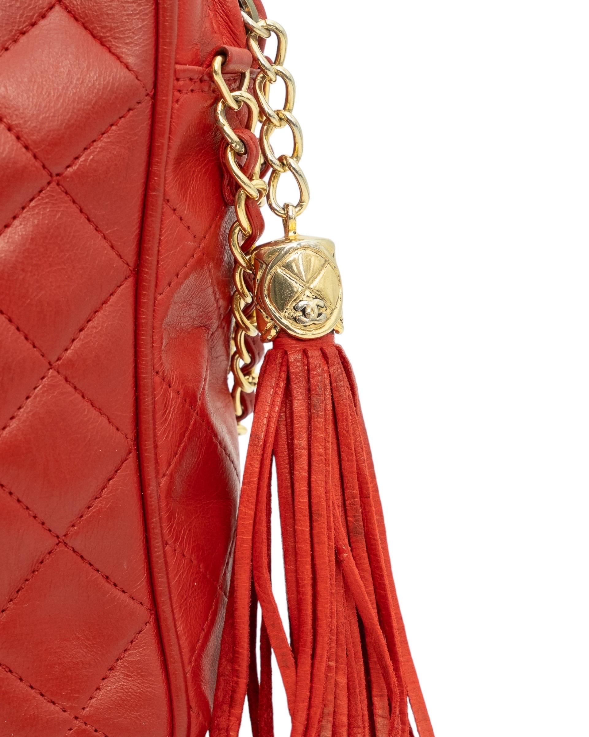Borsa a Spalla Chanel Bolsa Cámara Vintage Pelle Rossa en venta 1
