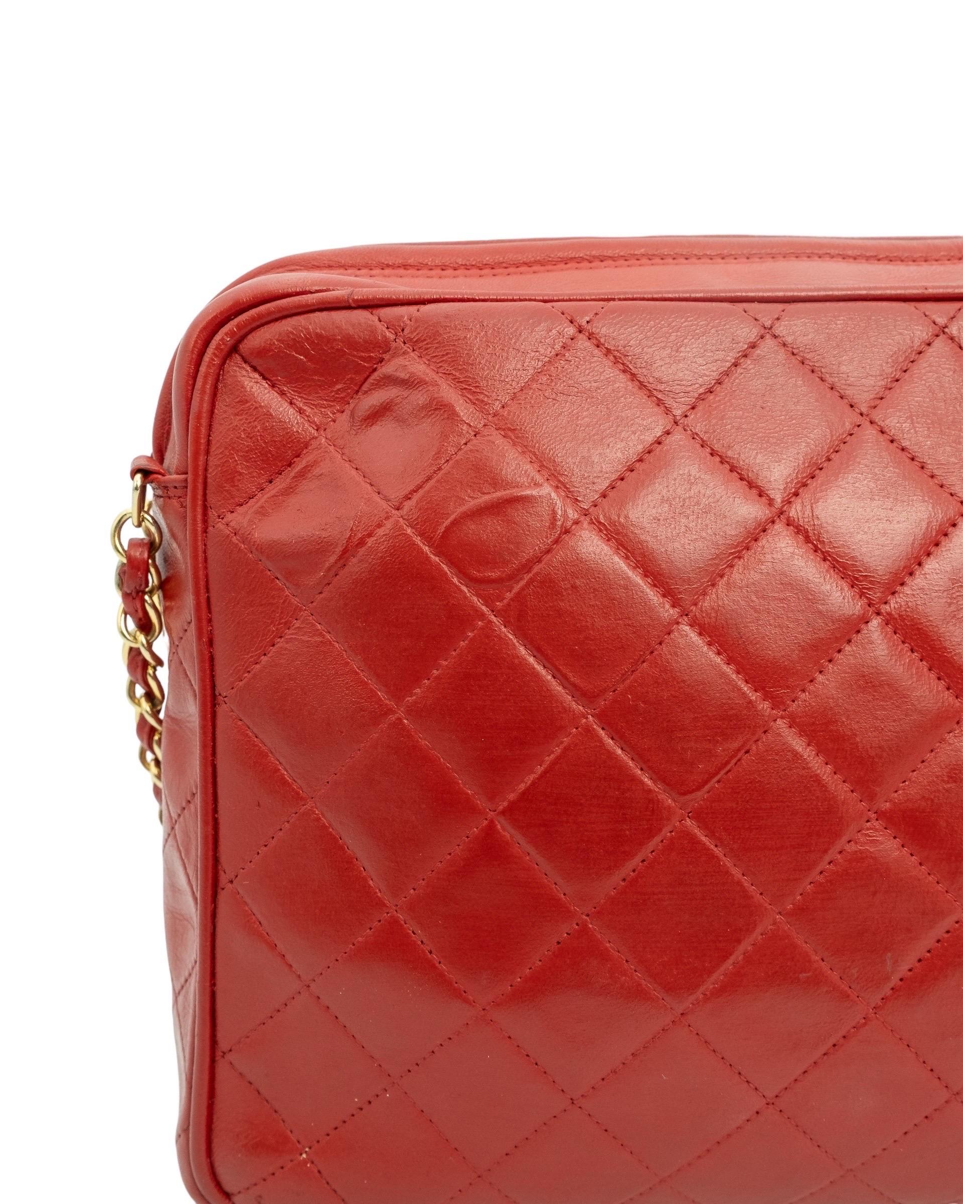 Borsa a Spalla Chanel Bolsa Cámara Vintage Pelle Rossa en venta 2