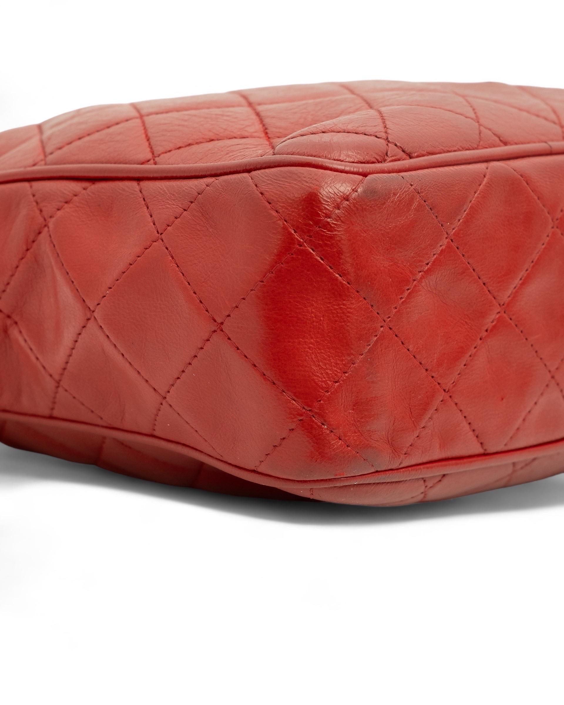 Borsa a Spalla Chanel Bolsa Cámara Vintage Pelle Rossa en venta 4
