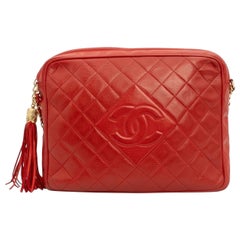 Borsa a Spalla Chanel Bolsa Cámara Vintage Pelle Rossa