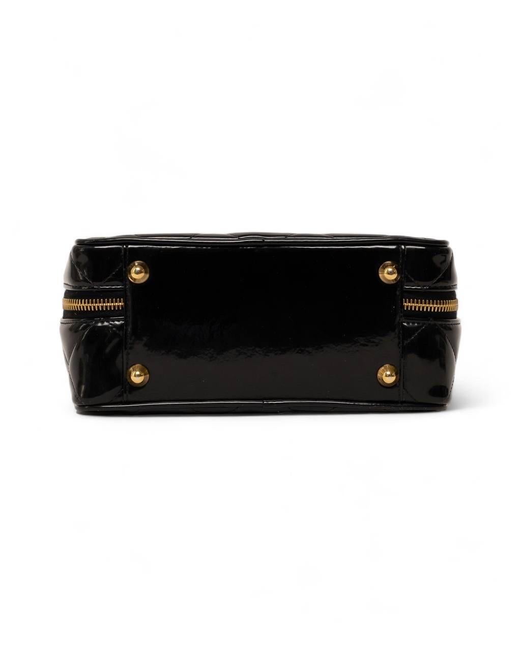 Borsa a spalla Chanel Cube Vintage Vernice Nero For Sale 9