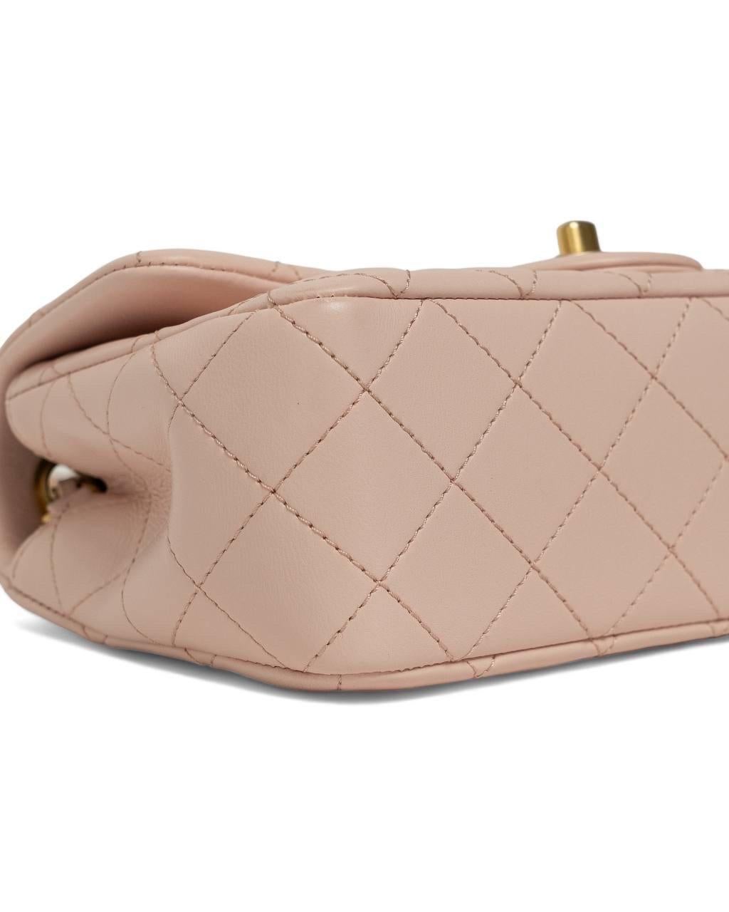 Borsa a Spalla Chanel Mini Flap Pearl Crush Timeless Rosa 8