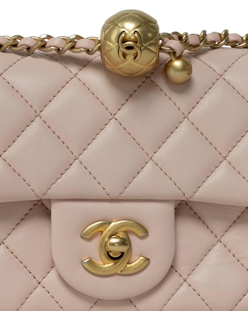 Noir Borsa a Spalla Chanel Mini Flap Pearl Crush Timeless Rosa