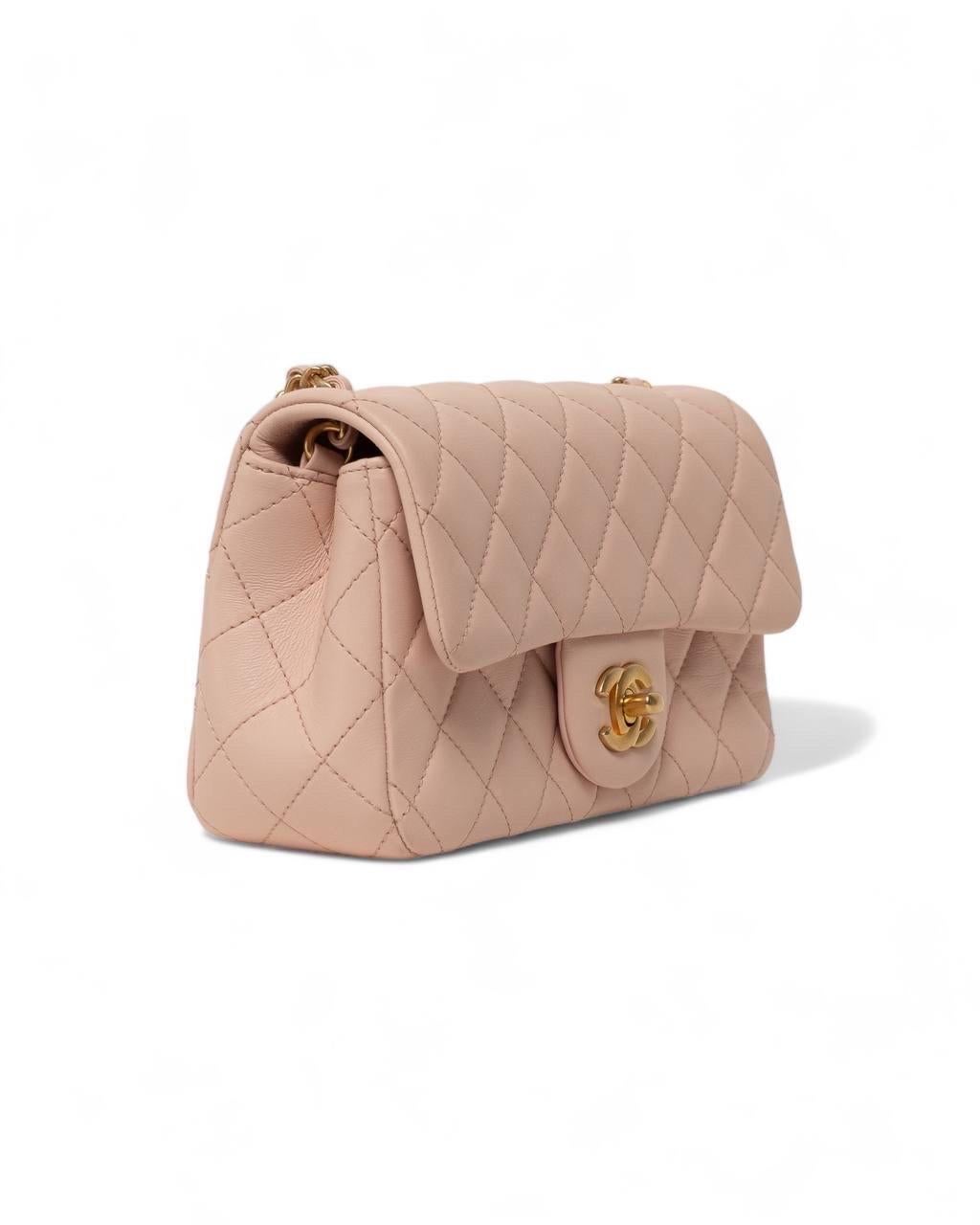 Borsa a Spalla Chanel Mini Flap Pearl Crush Timeless Rosa 1