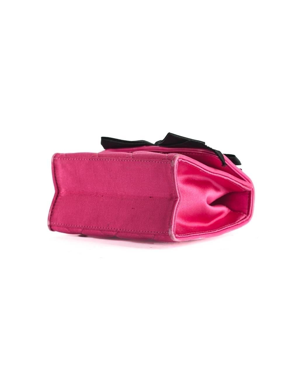 Borsa a Spalla Chanel Mini Flap Raso Fiocco Fucsia For Sale 3