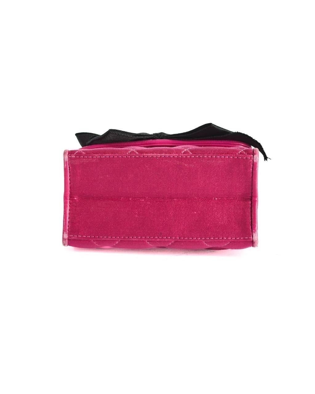 Borsa a Spalla Chanel Mini Flap Raso Fiocco Fucsia For Sale 4