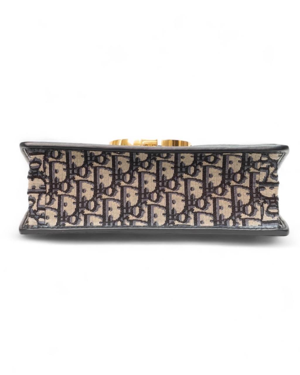 Borsa a Spalla Dior 30 Montaigne Chain Jacquarde Oblique Blu 9