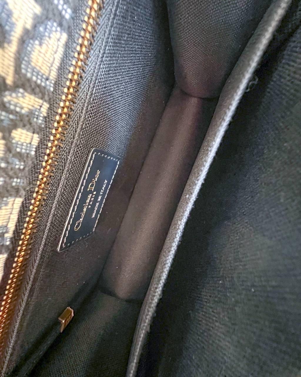 Borsa a Spalla Dior 30 Montaigne Chain Jacquarde Oblique Blu 10